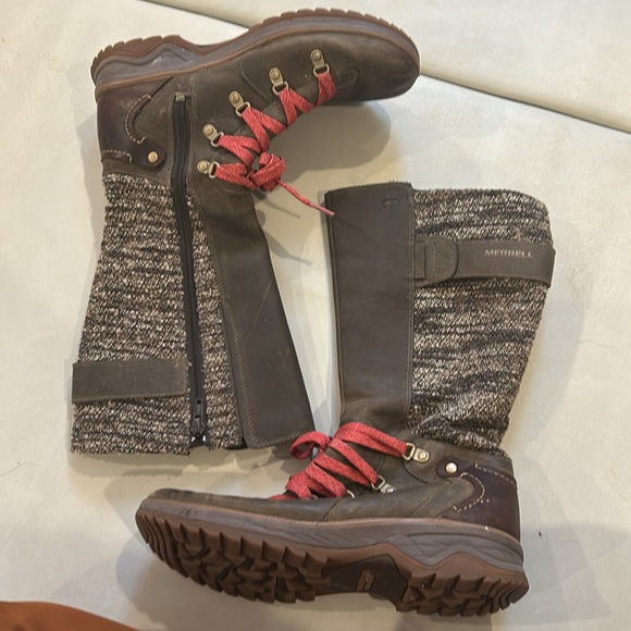 Merrell Eventyr Peak Bungee Cord Tall Leather Boots Women Size 8 - Picture 3 of 7